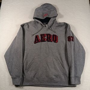 Vintage 90s Aeropostale Hoodie Mens 2XL XXL Gray Pullover Embroidered 87 Y2K